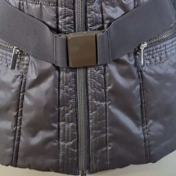 NY&CO Jacket Faux Fur Trim Packable Nylon Puffer Jacket size S color Silver - Picture 10 of 10